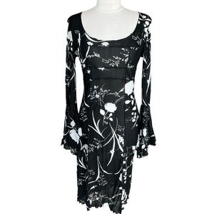 TAMPA BRAND VINTAGE DRESS BELL SLEEVE SHEER MIDI LENGTH SIZE LARGE